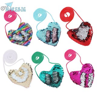 NARE❤COD√Sweet Baby Heart Shoulder Handbags Kids Girls Sequins Glitter Crossbody Bag (3)