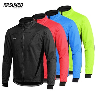ARSUXEO Windproof Thermal Bike Jacket Bicycle Clothing Winter Fishing Jacket Reflective Fleece MTB