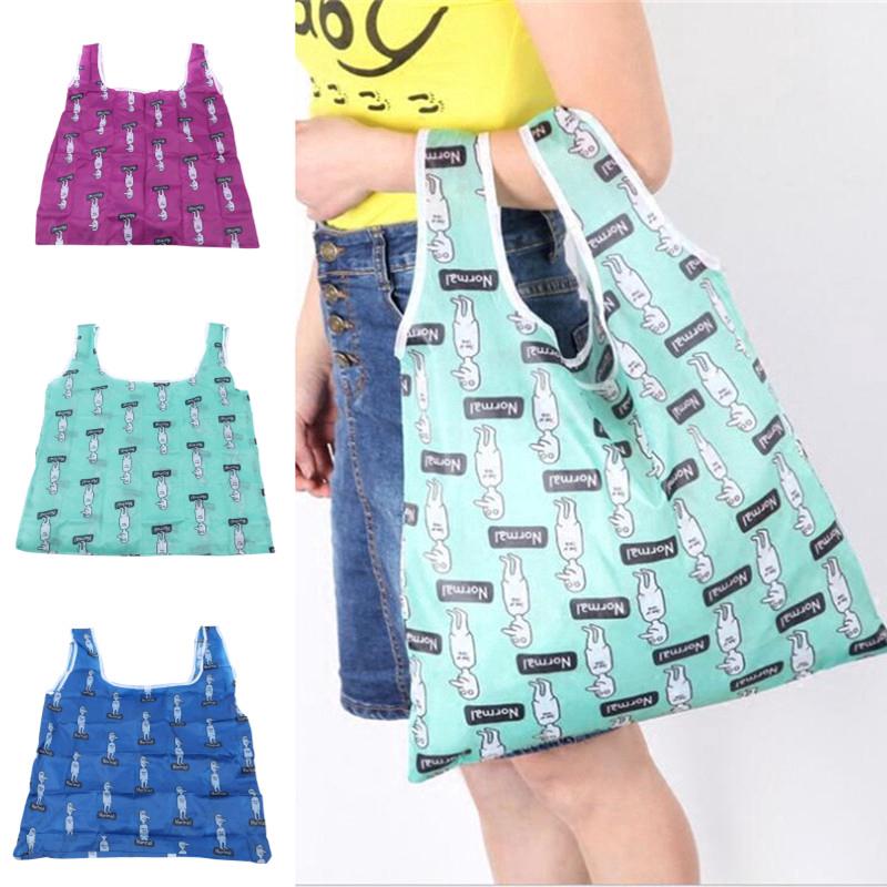 Cute Shopping Bag Lady Foldable Nylon Reusable Fruit Grocery Pouch Recycle