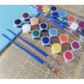 6/12 Colors Poster Paint acrylic Paint with brush pen watercolor drawing painting