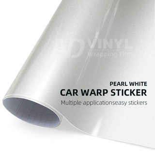 Auto pearl white Car Wrap Vinyl Car Styling Pearl White Vinyl For Car Wrapping Pearl White Satin Film With Air Release Bubbles Car Sticker Motorcycle Automobiles Car Accessories Stickers