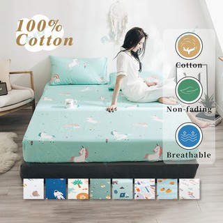 100% cotton fitted sheet unicorn design single queen king cartoon bedsheet