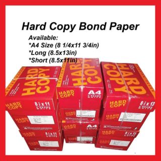 Hard copy bond paper short/A4/long sub 20/70gsm 500sheets