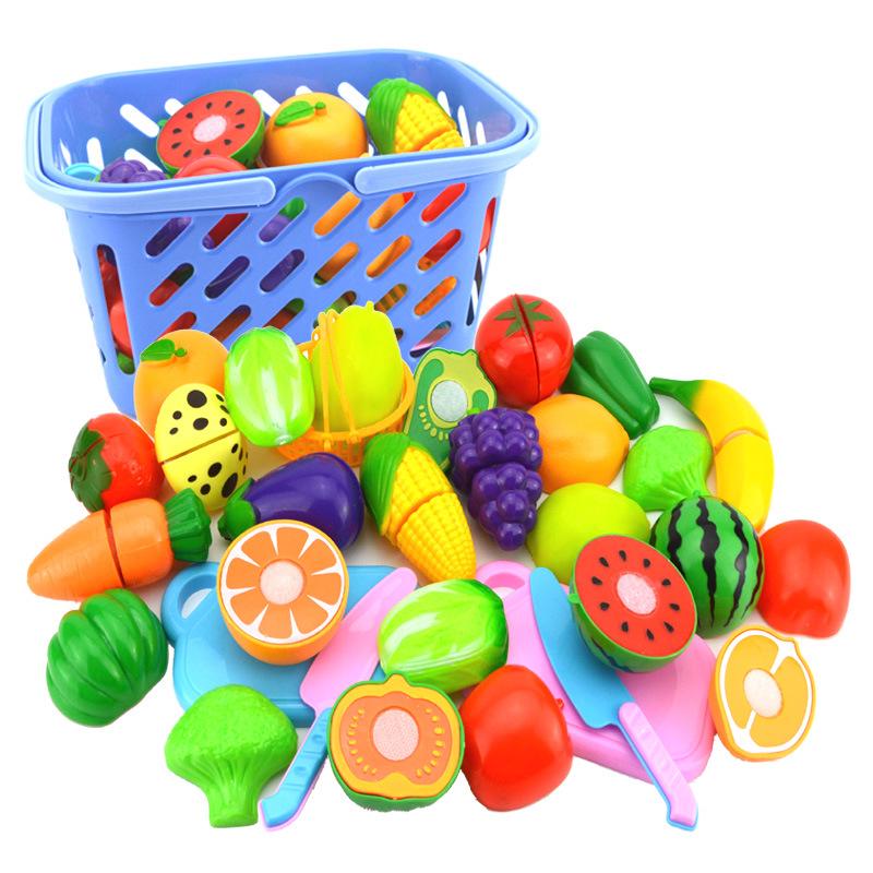 Safe Children Play House Toy Cut Fruit Vegetable Kitchen Baby Kids Pretend Play Educational Toys