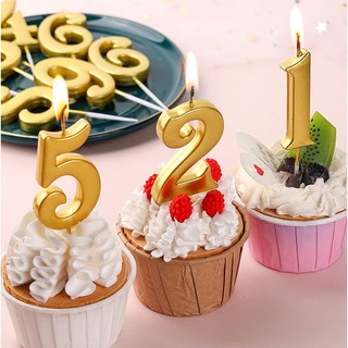Number Candle for Birthday Cake Decor Party Supplies Gold 0-9 Birthday Party