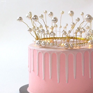 ACRYLIC CAKE TOPPER◈Pearl Crown Cake Topper/Decor Birthday Cake Red White