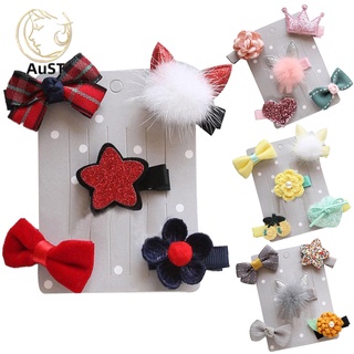 austfs_5Pcs Sweet Flower Star Bow Baby Girl Kids Barrette Hairpin Hair Clips Decoration