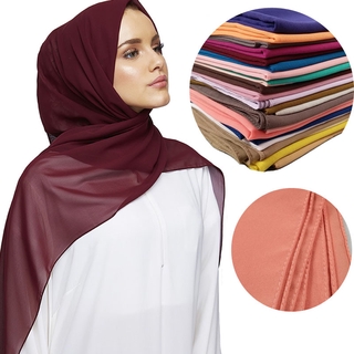 Women Plain Chiffon Scarf Hijab Wrap Printe Solid Color Shawls Headband Muslim Hijabs Scarves (1)