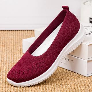 【Special offer】New Breathable Cloth Shoes Women's Flat Bottom Flying Woven Shoes Solid Color Round H