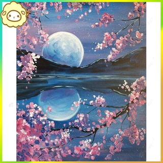 THEBEST❀ Moon DIY Painting By Numbers Handpainted Coloring Drawing Acrylic Canvas