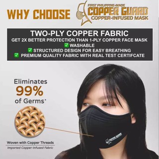 Copper-Infused Mask Copper Guard Washable and Reusable Face Mask