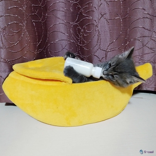Banana Peel Cat House Cute Bed Mat Soft Plush Padding Cushion for Cats Kittens (6)