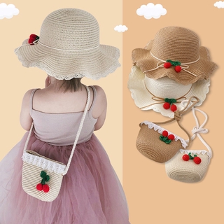 Kuong Kids Sun Hats Girls Summer Floral Design Beach Straw Hats Cute Caps