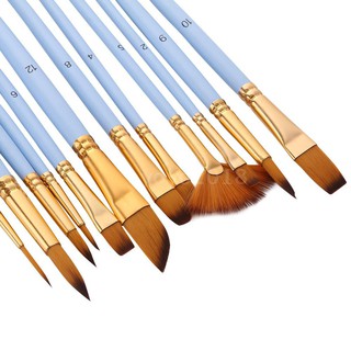 12Pcs Fine Detail Paint Brush Set Double Color Taklon Hair Paintbrushes for Miniature Acrylic Oil