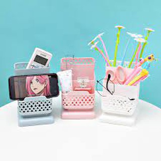 Multifunctional Creative Mobile Phone Holder Pen Holder Storage Box Makeup Brush Tube Desktop Place