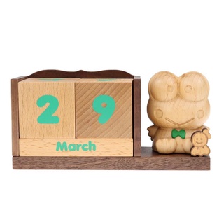 Original Sanrio Kero Kero Keroppi Wooden Perpetual Calendar