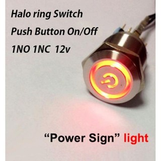 COD Halo switch 16mm 12V Latching Push Button Metal LED Power Momentary Switch Waterproof