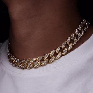 Men's Fashion Luxury Cuban Gold and Silver Chain, Temperament Gold and Silver Chain, Fashion Gold and Silver Jewelry