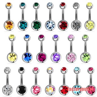 FCPH 14G Belly Button Rings Colorful Crystal Double Gem Navel Piercing Body Jewelry FCC