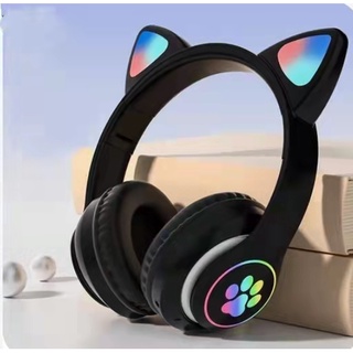 Flash Light Cute Cat Ears Wireless Gaming Headphones PC Noise Cancelling Headset with Mic (2)