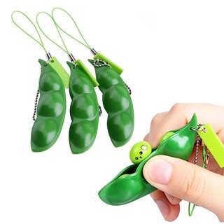 【SS】In Stock Squeeze Fidget Toys for kids adult Creative Squeeze Bean Keychain Practical Stress Relieving Pea Chain Toy