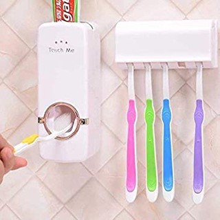 Toothbrush Holder Wall Mounted With Automatic Toothpaste Dispenser