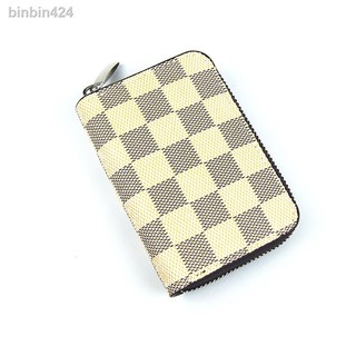 New in 2021▬♛☂Pocket Size Card Holder Single Zipper Checkered Pattern Design