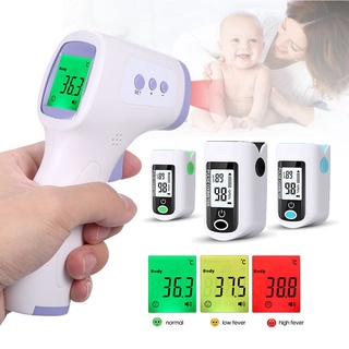 DJB Finger Pulse Oximeter SPO2 OLED Digital Display PR Monitor and 3 Colour Non-Contact Infrared Ear Forehead Thermometer for Baby Adult