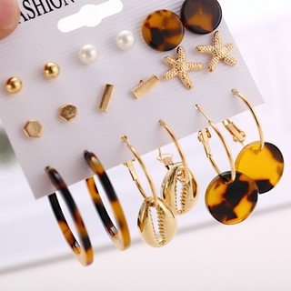 Earrings Set For Women Alloy Shell Long Stud Earrings Beach Jewelry Set