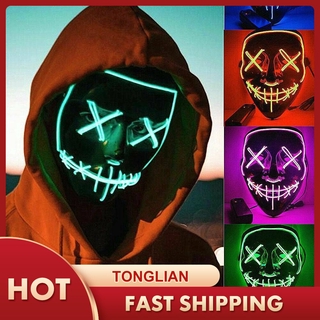 S_hopee Scary Halloween Mask LED Light Up The Purge Election Year Great Funny Masks Festival Cosplay Mask