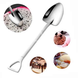 Creative Spade Coffee Spoon Retro Stainless Steel Dessert Watermelon Mirror Polishing Ice Cream Square Shovel Cake Spoon (2)