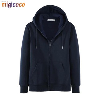 ﹉Plain Hoodie Jacket With Zipper/Unisex Cotton Jacket