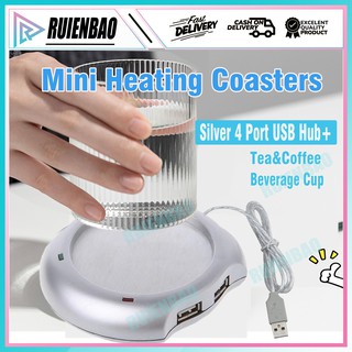 USB Heating Coaster Warmer Insulation Coaster Mug Cup Heater with 4 port hub