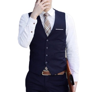 ❤Yar_Business Men 4 Buttons V-Neck Sleeveless Waistcoat Slim Fit Working Wedding Vest (9)