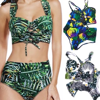 [YO] HazeShop Swimwear ~ Push Up Bra Highwaist Bikini Floral Tropical Two Piece Swimsuit Summer OOTD (1)