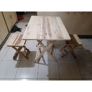 Large Wooden adjustable table with 2 chairs