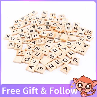 [Ready Stock] YAYALA 100 PCs Wooden Alphabet Scrabble Tiles Black Letters & Numbers For Crafts Wood