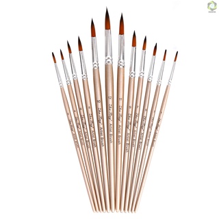 A 12pcs Paint Brushes Set Kit Round Pointed Tip Brushes with Nylon Hair for Artist Acrylic Aquarelle Gouache Watercolor Oil Painting for Great Art Drawing Supplies