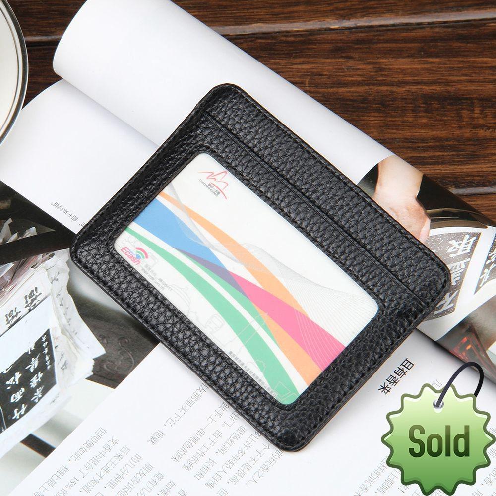 PU Leather Front Pocket Mini Card Holder Wallet for Men