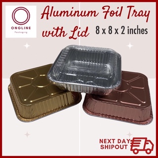 10 pcs. | Square Aluminum Foil Tray with Lid