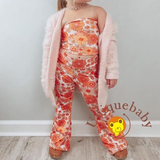 ☀UniBaby Wrap Tank + Flared Pants, Daisy Print Bright Colors Casual Style Cool Summer Clothing