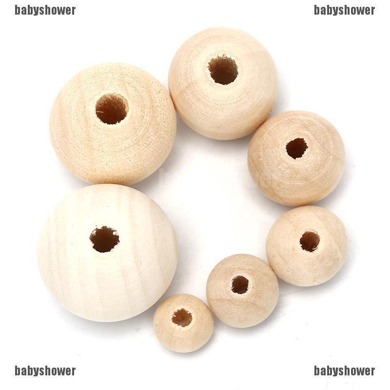 NBY❤❤Round Wood Spacer Bead Natural Unpainted Wooden Ball