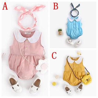 Cotton Summer Sleeveless Baby Girls Bodysuits Solid color Baby Clothes Newborn