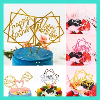 happy birthday double square cake toppers party decorations party needs cake toppers
