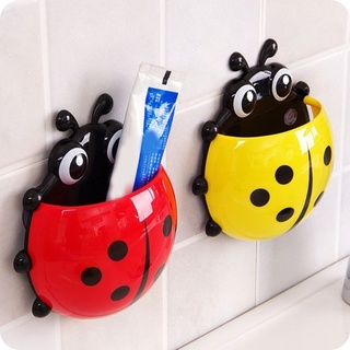 【CD home decor】Ladybug Toothbrush Holder Suction Ladybird Toothpaste Wall Sucker Bathroom Sets