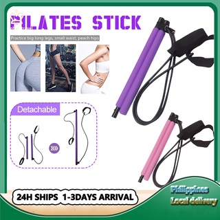 Yoga Rod Pilates Stick Resistance Band Set Yoga Gym Exercise Elastic Fitness Pilates Bar