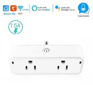 [august new]Smart Plug Dual Wifi Plugs 2 in 1 Extenders Socket Works with Alexa Google Home Smart Life App No Hub Required Schedules and Timing Independent or Together