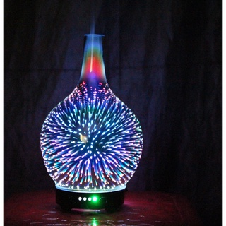 7 Color Light 3D Glass Vase Aromatherapy Essential Oil Aroma Diffuser Changing and Waterless Auto