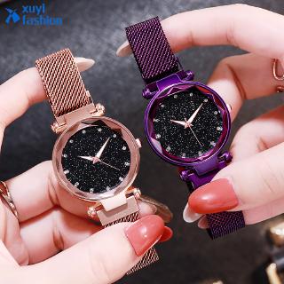 Luxury Starry Sky Stainless Steel Mesh Bracelet Watch Women Crystal Analog Quartz Wrist Watches Accessories