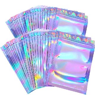 20pcs Ziplock Bag In Bulk Holographic Laser Storage Bag Wholesale Idea Gift Packaging Cosmetics Pouch